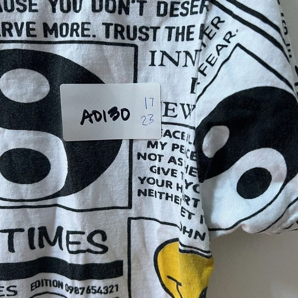 On Fire Womens Allover Graphic White T-Shirt “God is all you need” Large Smiley - Picture 10 of 10